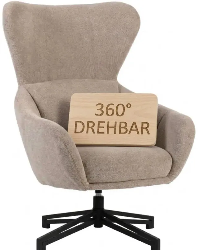 MR.DEKO Marconia Relaxsessel beige drehbar Ohrensessel 75x80x109