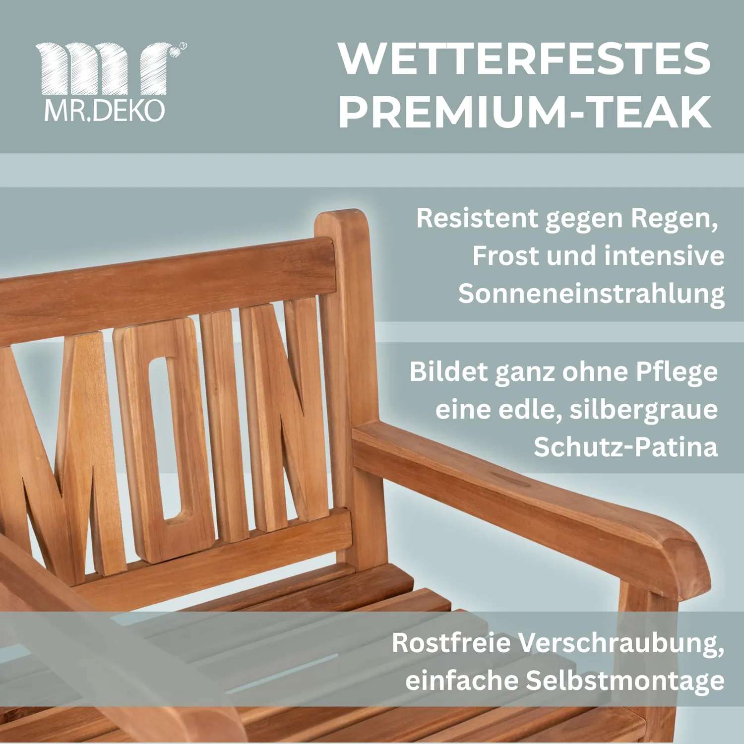 MR.DEKO Moin Gartensessel Teakholz natur wetterfest