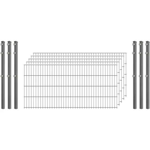 Doppelstab Zaunset 8/6/8 Verzinkt 5 Matten 250 cm Hoch