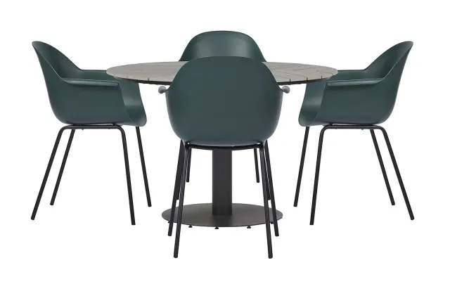 Envy Gartenmöbel-Set Rund 110 cm + 4 Stühle Grün Esstisch