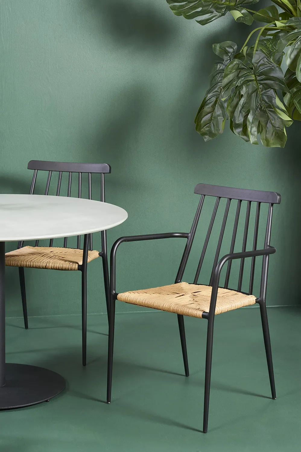 Envy Gartenmöbel-Set rund 110 cm grau 4 Personen Rattansitz