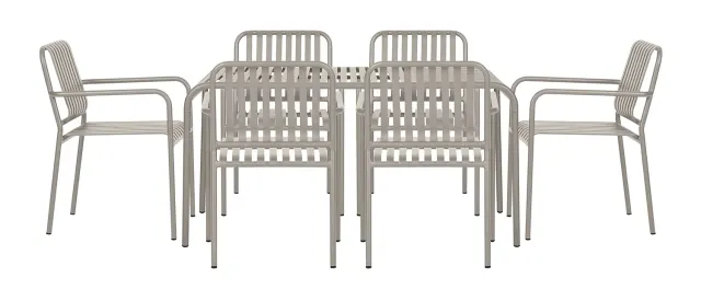 Envy Gartenmöbel-Set 150 cm 6 Personen Alu feuersteingrau