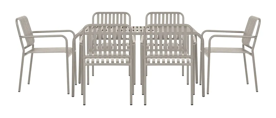 Envy Gartenmöbel-Set 150 cm 6 Personen Alu feuersteingrau