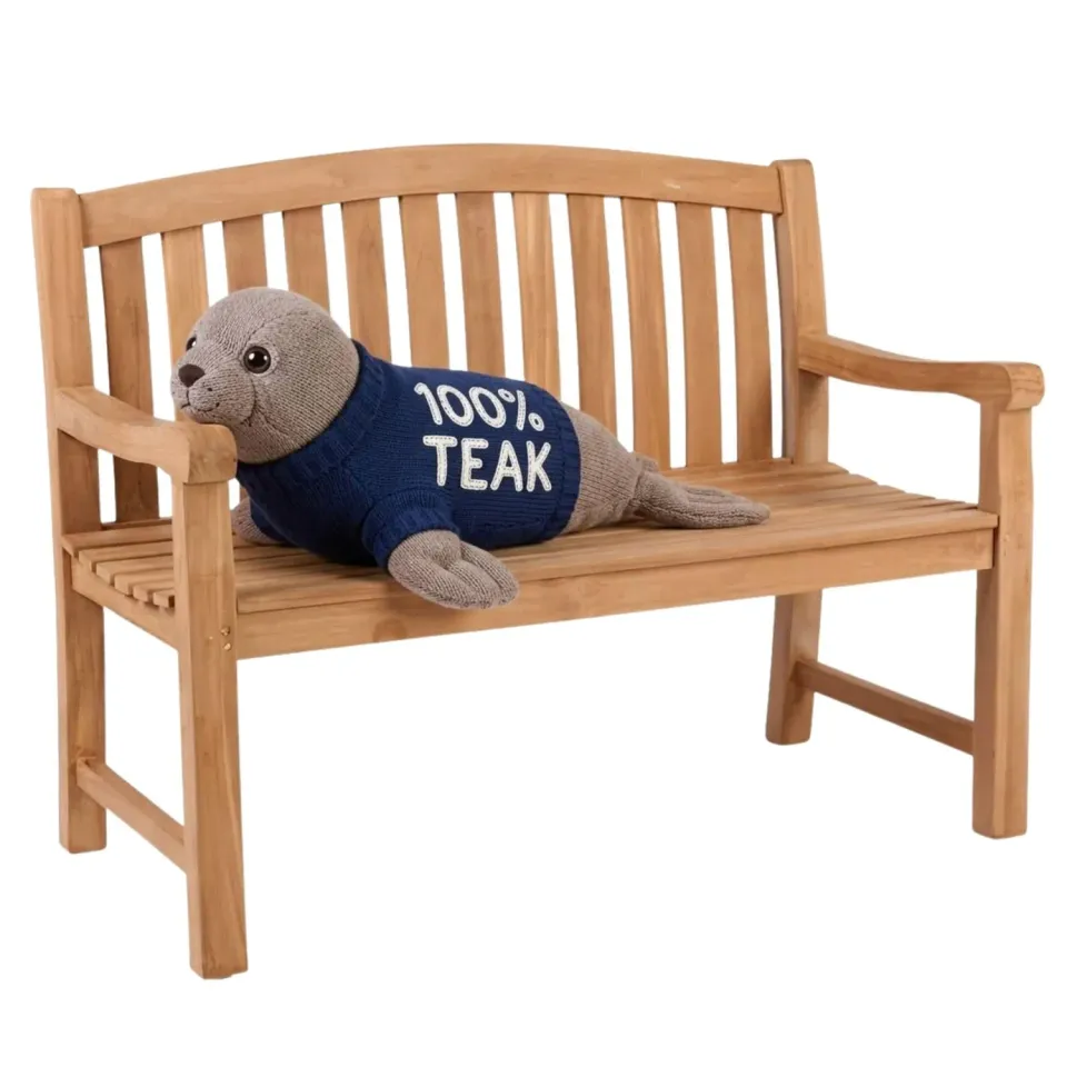 MR.DEKO Swindon Gartenbank 120 cm Teak Sitzbank wetterfest