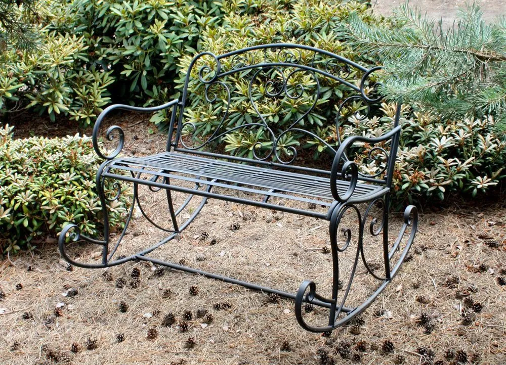 Garden-Pleasure Schaukelbank Metall schwarz 104 cm Sitzfläche