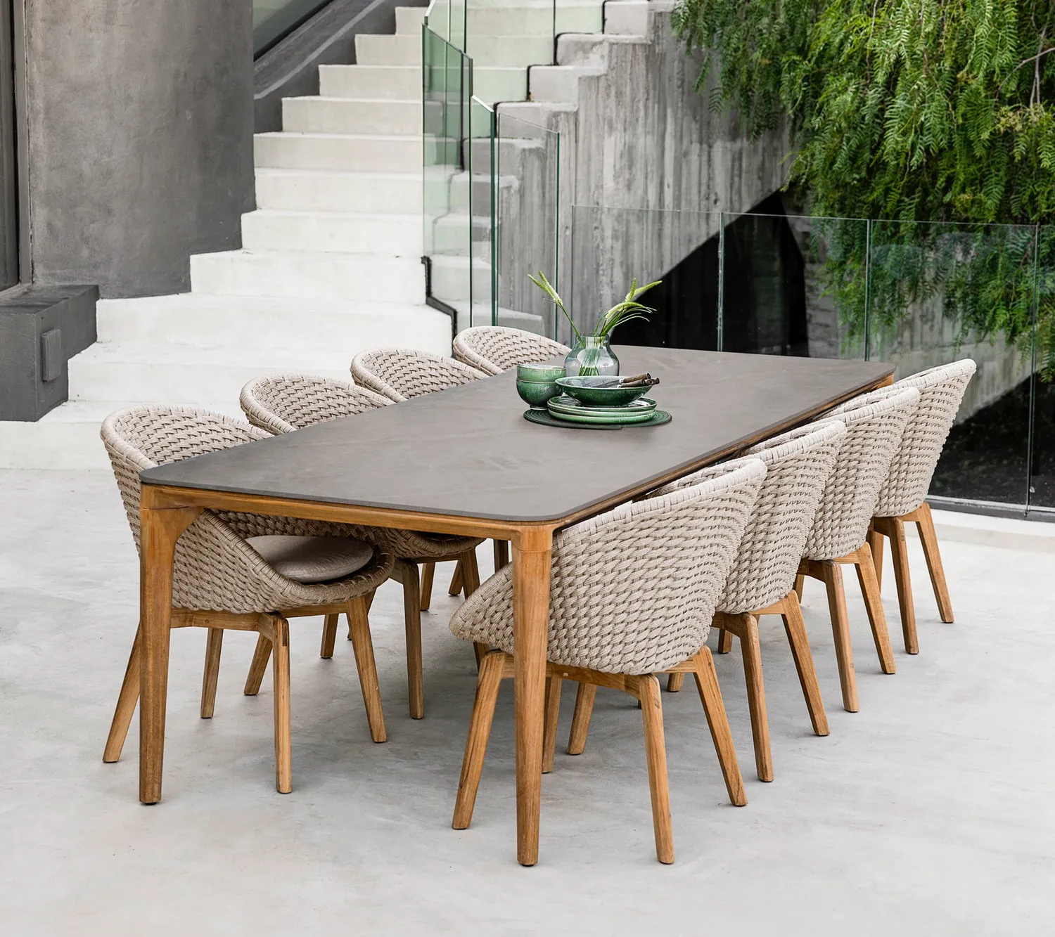 Cane-line Peacock Stuhl Dunkelgrau Teak Seil