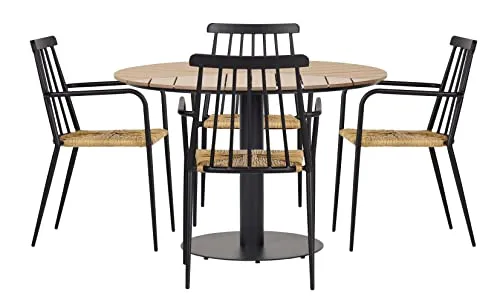 Envy Gartenmöbel-Set für 4 Personen Gartentisch Polywood stapelbare Polyrattan-Stühle