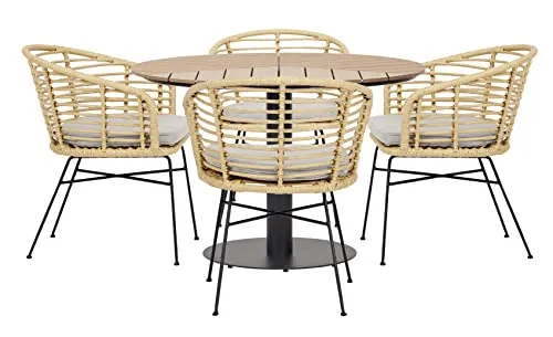 Envy Gartenmöbel-Set 4 Pers. Tisch 110 cm Bambusoptik Teak