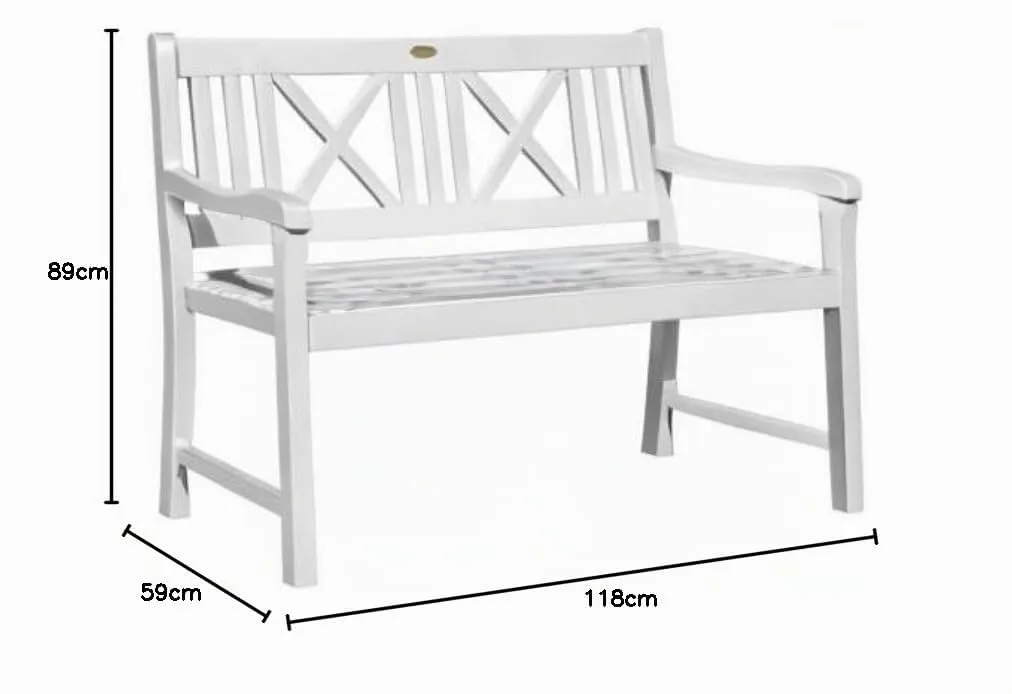 Garden-Pleasure Lübeck Gartenbank 2-Sitzer 120 cm Weiß Washed