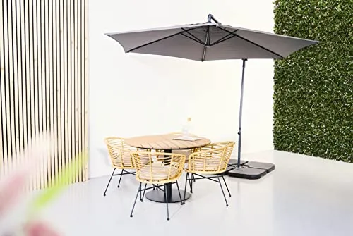 Envy Gartenmöbel-Set 4 Pers. Tisch 110 cm Bambusoptik Teak