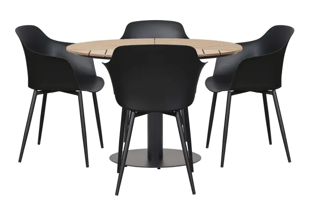 Envy Gartenmöbel-Set für 4 Personen Polywood Teak-Look 110 cm Stühle