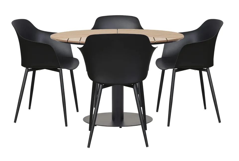Envy Gartenmöbel-Set für 4 Personen Polywood Teak-Look 110 cm Stühle