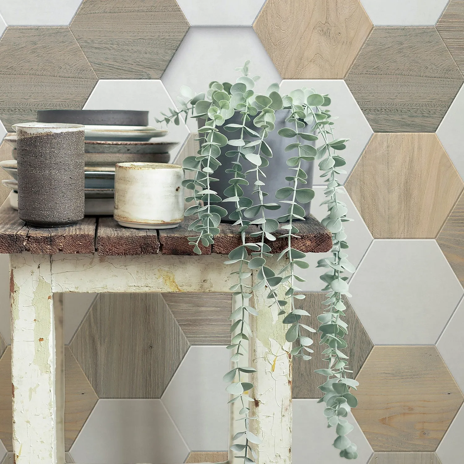 Grosfillex Element 3D Tomette Wandpaneel Bois naturel matt