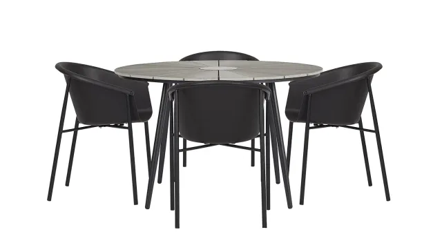 Envy Gartenmöbel-Set 4 Personen Ø120 cm grau schwarz