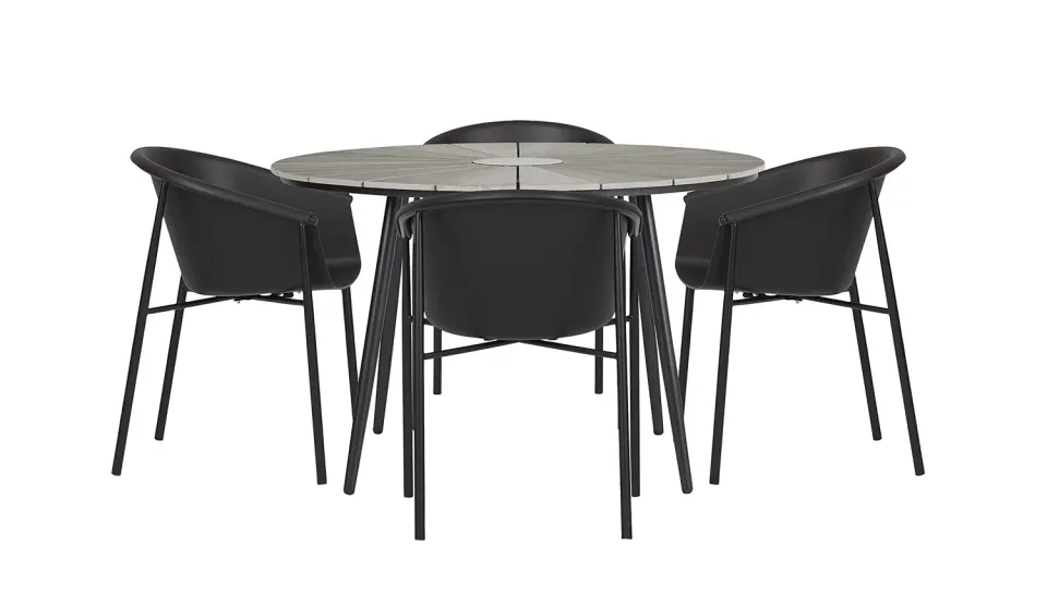 Envy Gartenmöbel-Set 4 Personen Ø120 cm grau schwarz