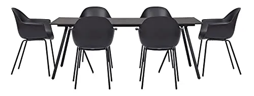 Envy Gartenmöbel-Set 200 cm Schwarz 6 Stühle Ocean Durafit