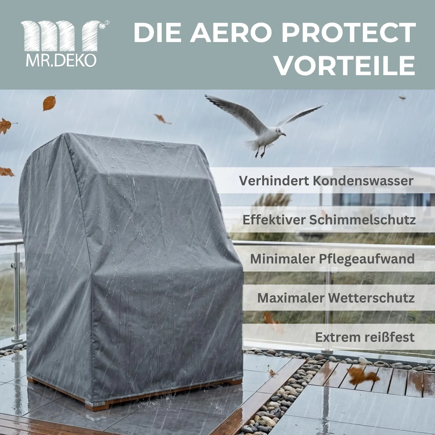 MR.DEKO Aero Protect Schutzhülle Größe M Strandkorb atmungsaktiv
