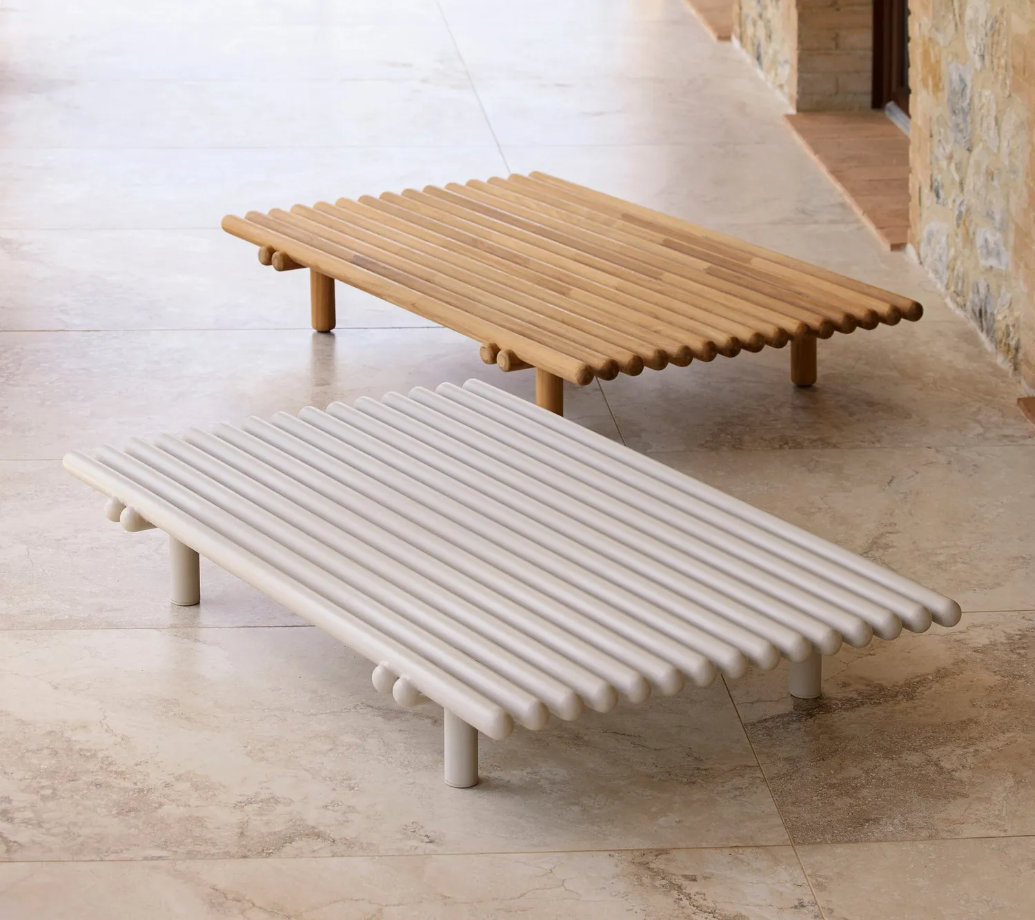 Cane-line Sticks Couchtisch Plattform Sand Alu Teak