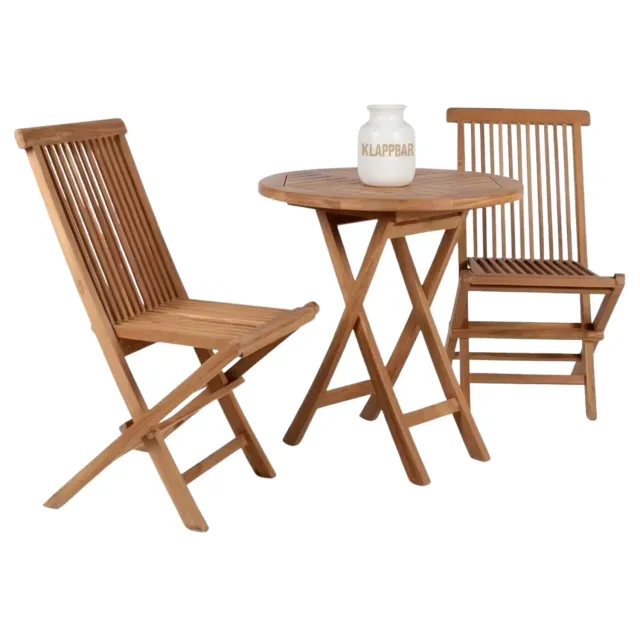 MR.DEKO Langton Gartenmöbelset mit Sutton Klapptisch Teak 3-teilig