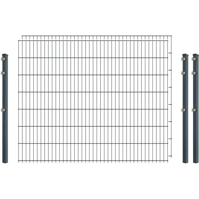 Bellamondo Doppelstab Zaunset Anthrazit 6/5/6 200/143 cm 2 Matten