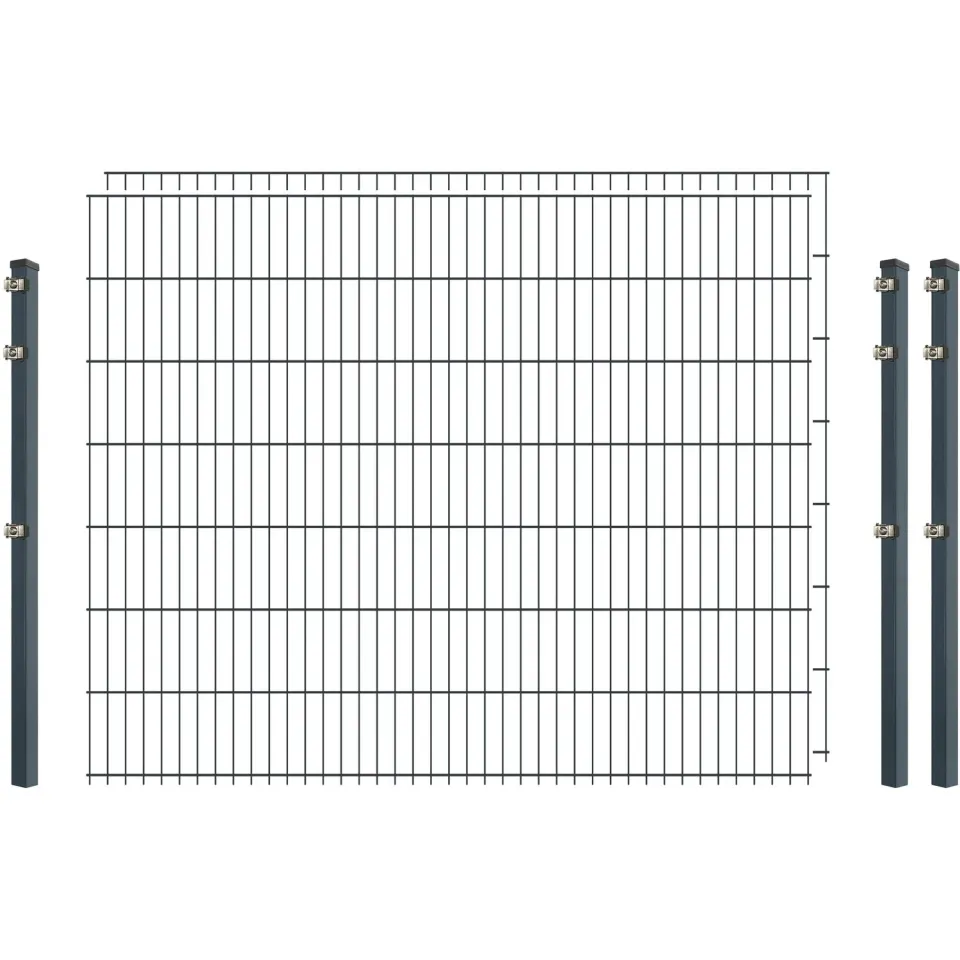 Bellamondo Doppelstab Zaunset Anthrazit 6/5/6 200/143 cm 2 Matten