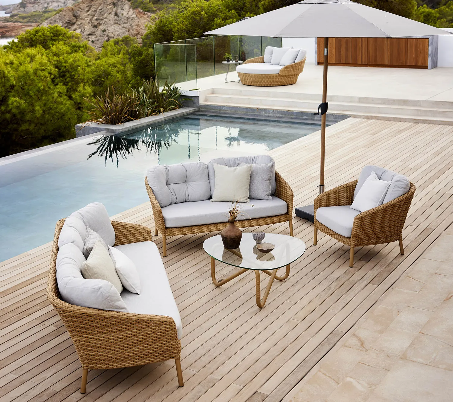 Cane-line Wave Couchtisch Natur Glas