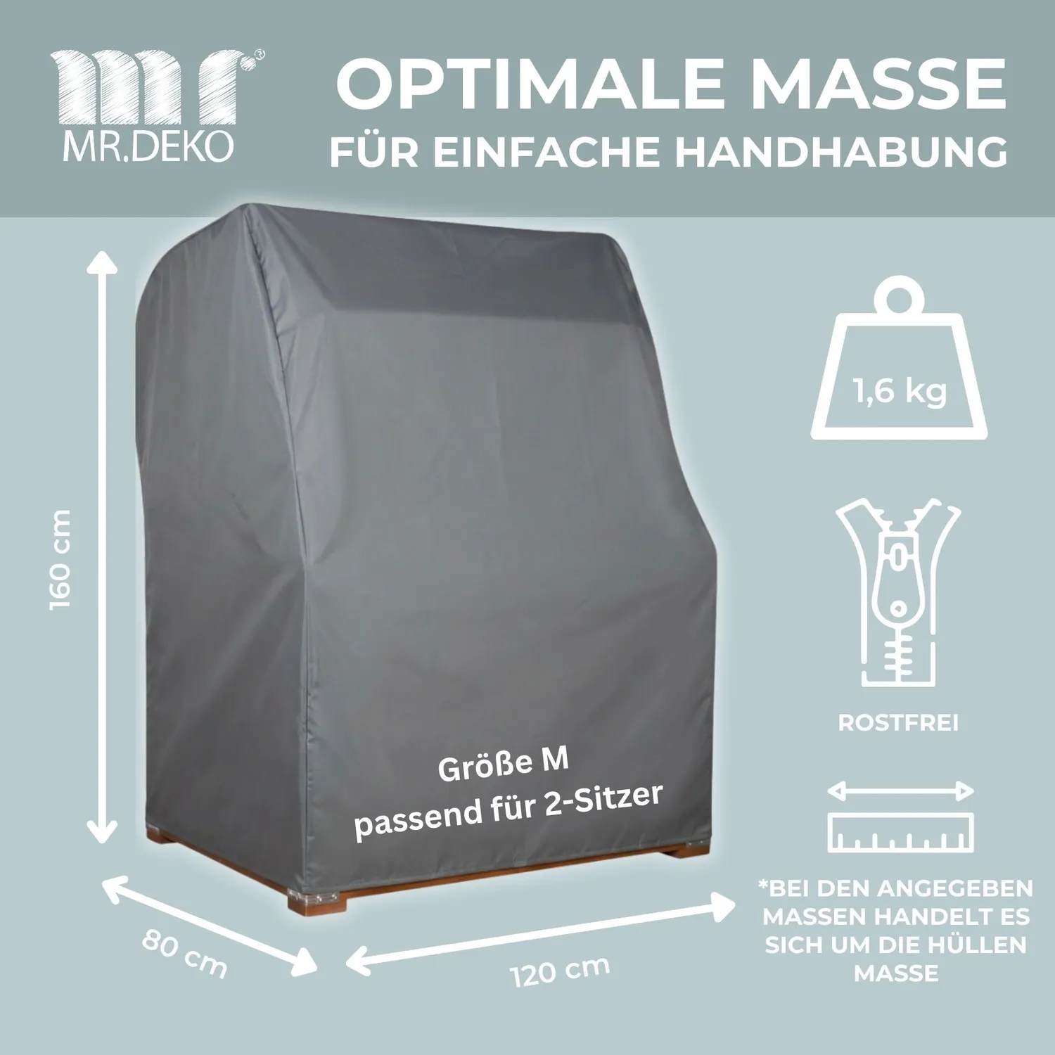 MR.DEKO Aero Protect Schutzhülle Größe M Strandkorb atmungsaktiv
