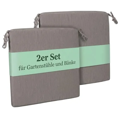 MR.DEKO Sitzkissen 2er Set 50x50 cm Grau waschbar
