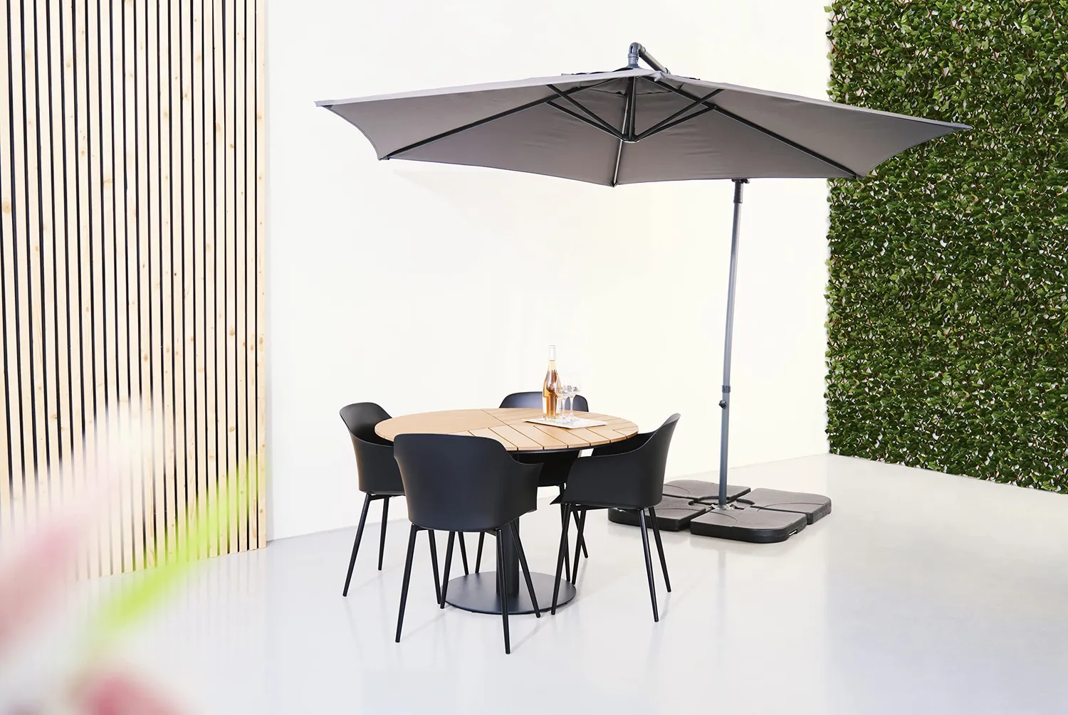 Envy Gartenmöbel-Set für 4 Personen Polywood Teak-Look 110 cm Stühle
