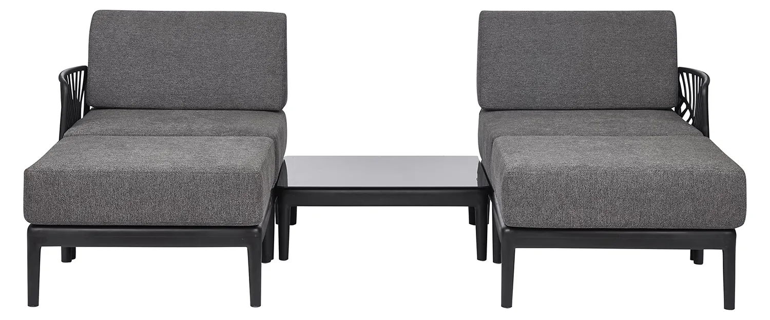 Envy Lounge-Set 5 Personen Bambus-Look Sofa Stühle Tisch Kissen