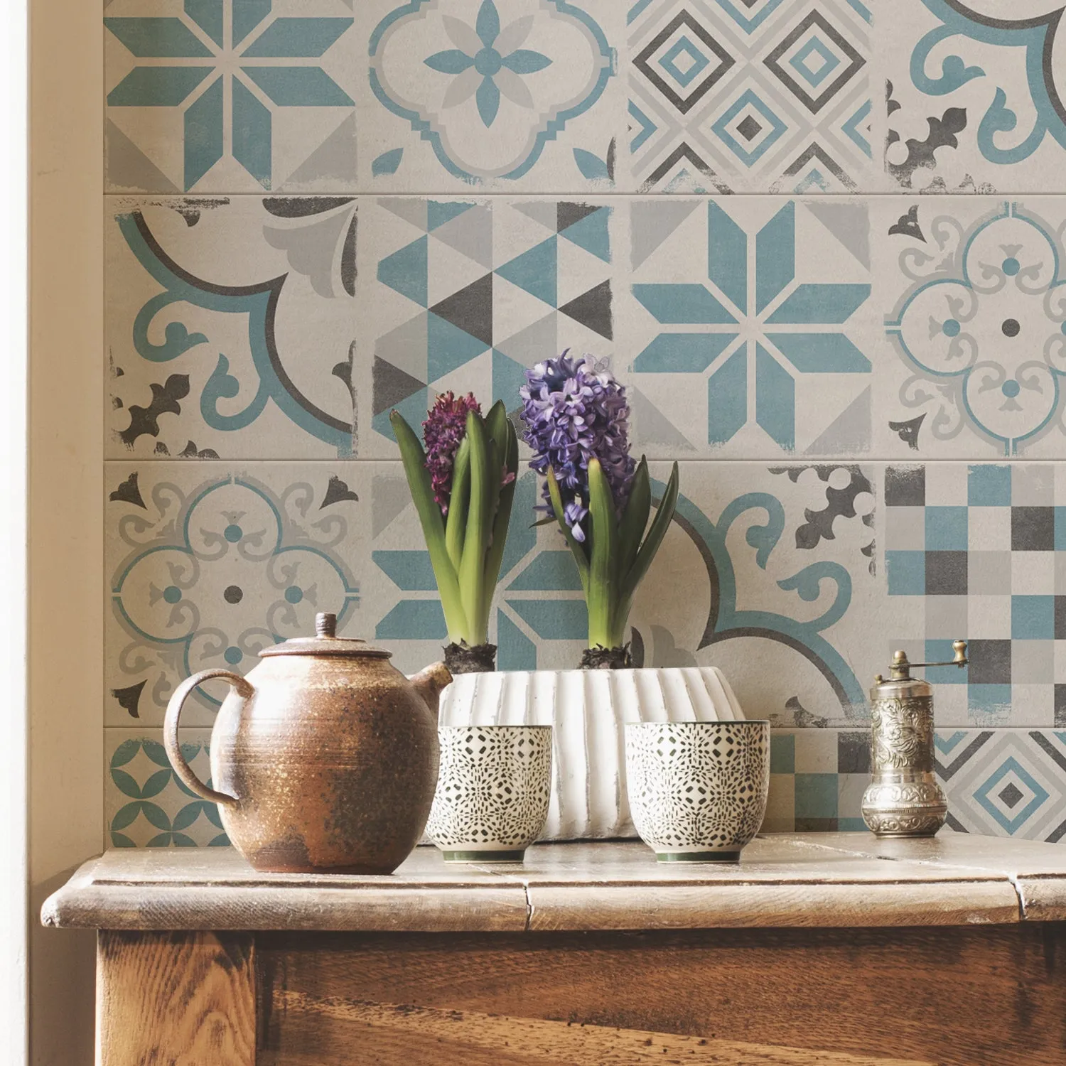 Grosfillex Accent Andaluz Blue Wandpaneel Grau-Blau Beton