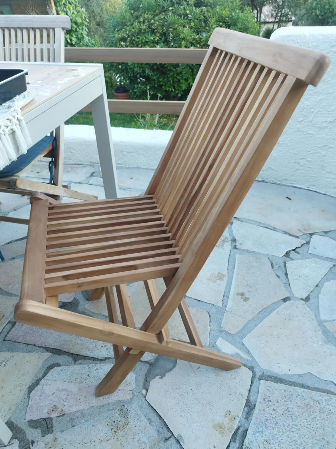 MR.DEKO Langton Klappstuhl Teak Gartenstuhl natur wetterfest