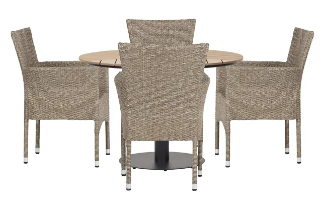 Envy Gartenmöbel-Set rund 110 cm Teaklook für 4 Personen natur