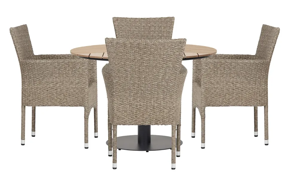 Envy Gartenmöbel-Set rund 110 cm Teaklook für 4 Personen natur