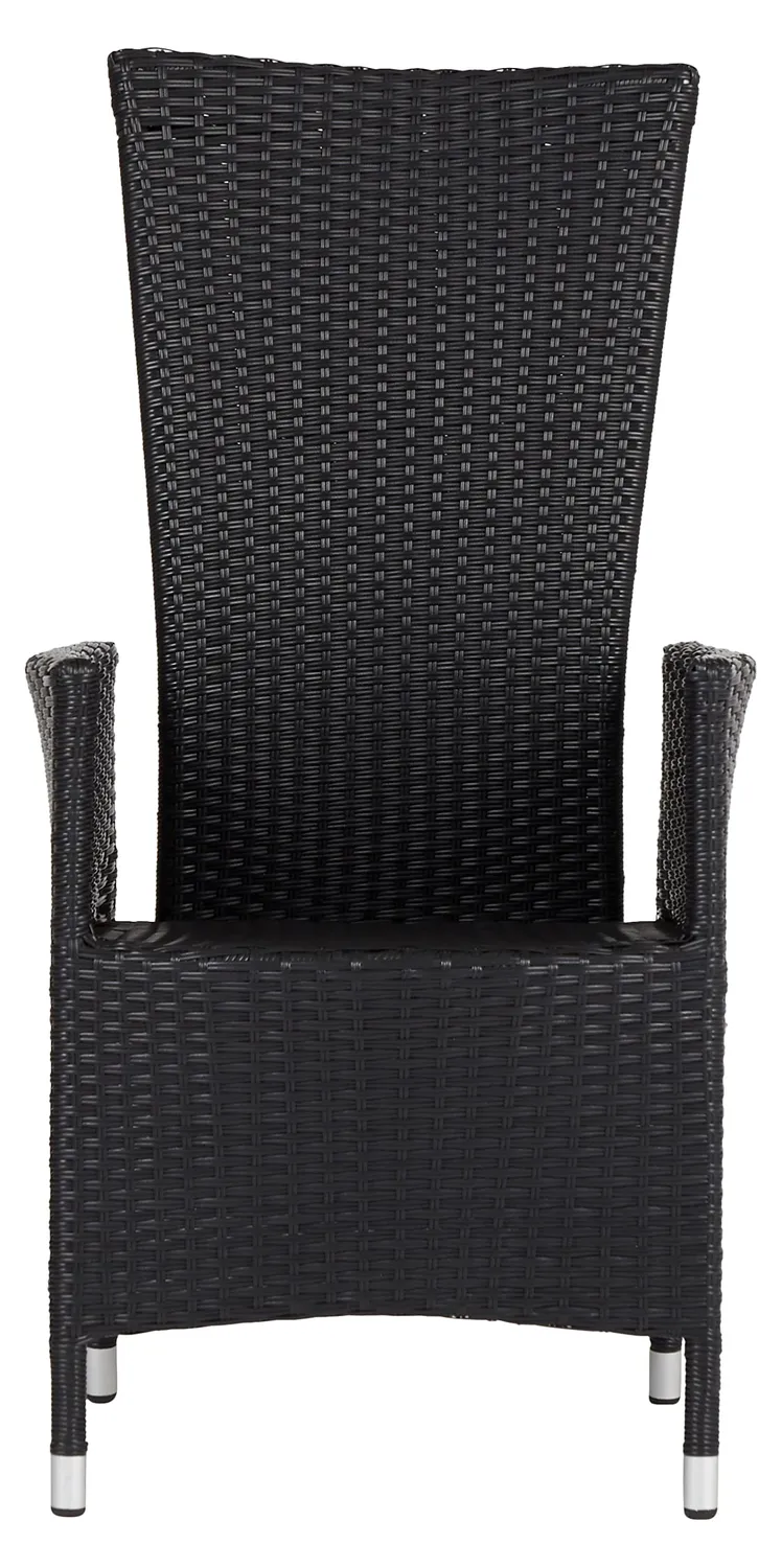Envy Gartenmöbel-Set 200 cm Schwarz + 6 Rattanstühle Lehne