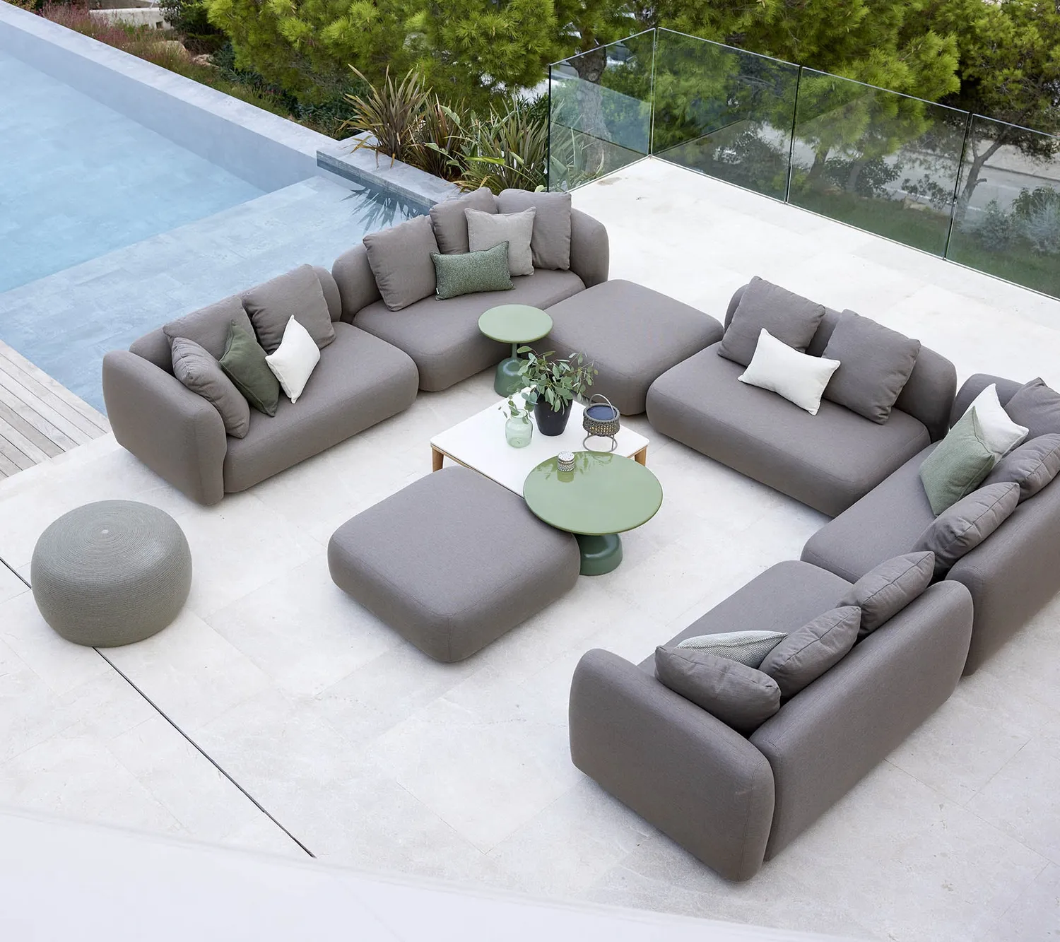 Cane-line Capture Couchtisch 85x85 teak taupe keramik