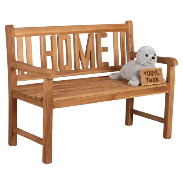 MR.DEKO Gartenbank Motiv Home Teakholz 120 cm 2-Sitzer