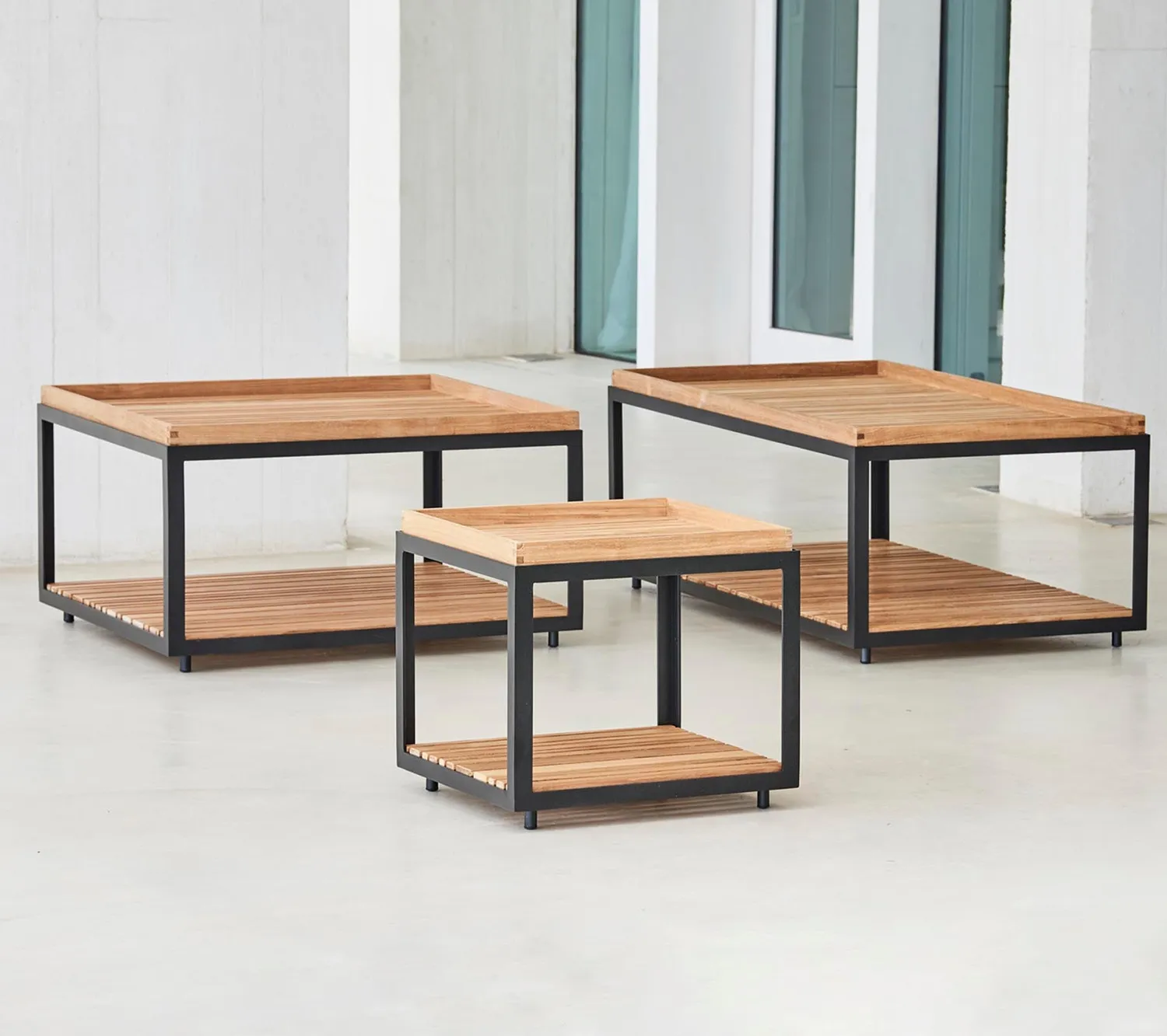 Cane-line Level Couchtisch Klein Teak Lavagrau wetterfest