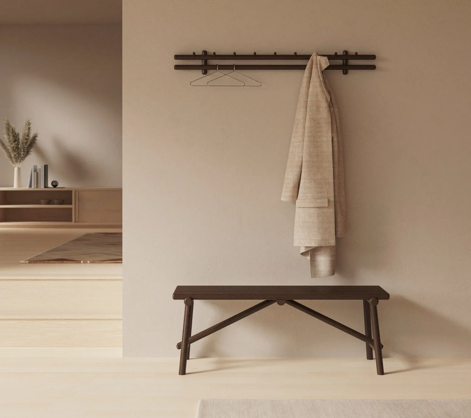 Cane-line Sticks Bench Indoor Sitzbank Mahagoni Dunkelbraun Flur