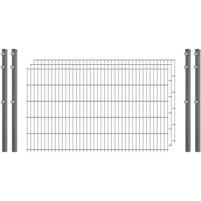Industrie-Zaunset 8/6/8 Doppelstab 250/103 cm Verzinkt 3 Matten