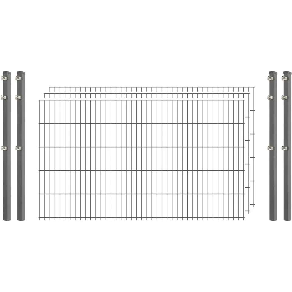 Industrie-Zaunset 8/6/8 Doppelstab 250/103 cm Verzinkt 3 Matten