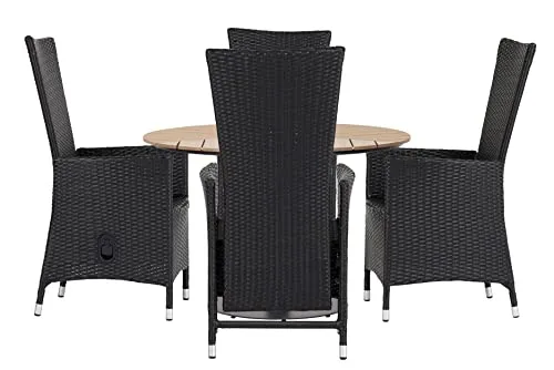 Envy Gartenmöbel-Set für 4 Personen Gartentisch Polyrattan schwarz Pumpe