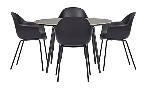 Envy Gartentisch rund 120 grau Set 4 Stühle Ocean schwarz