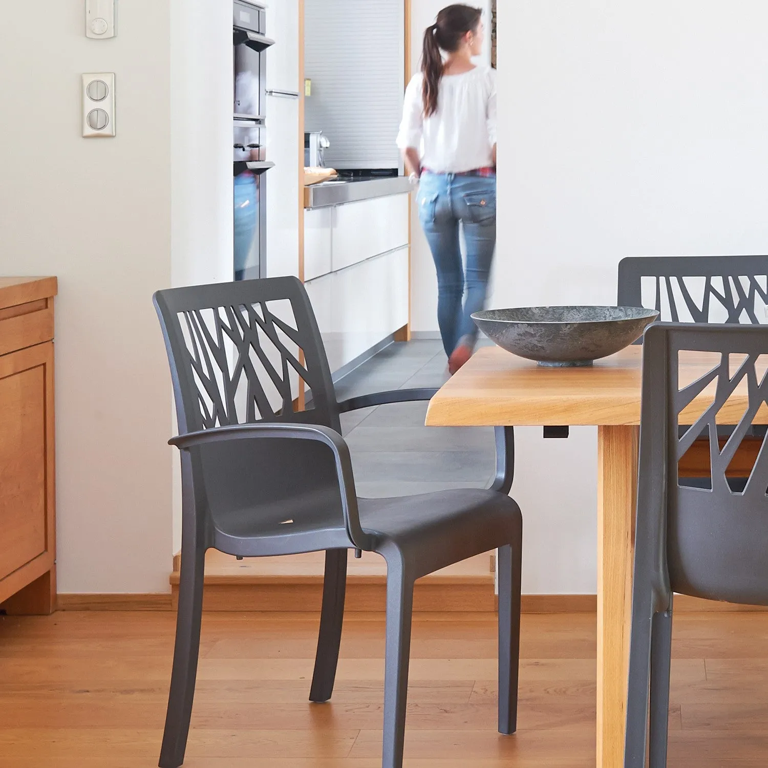 Grosfillex Végétal Gartensessel Anthrazit Recycling