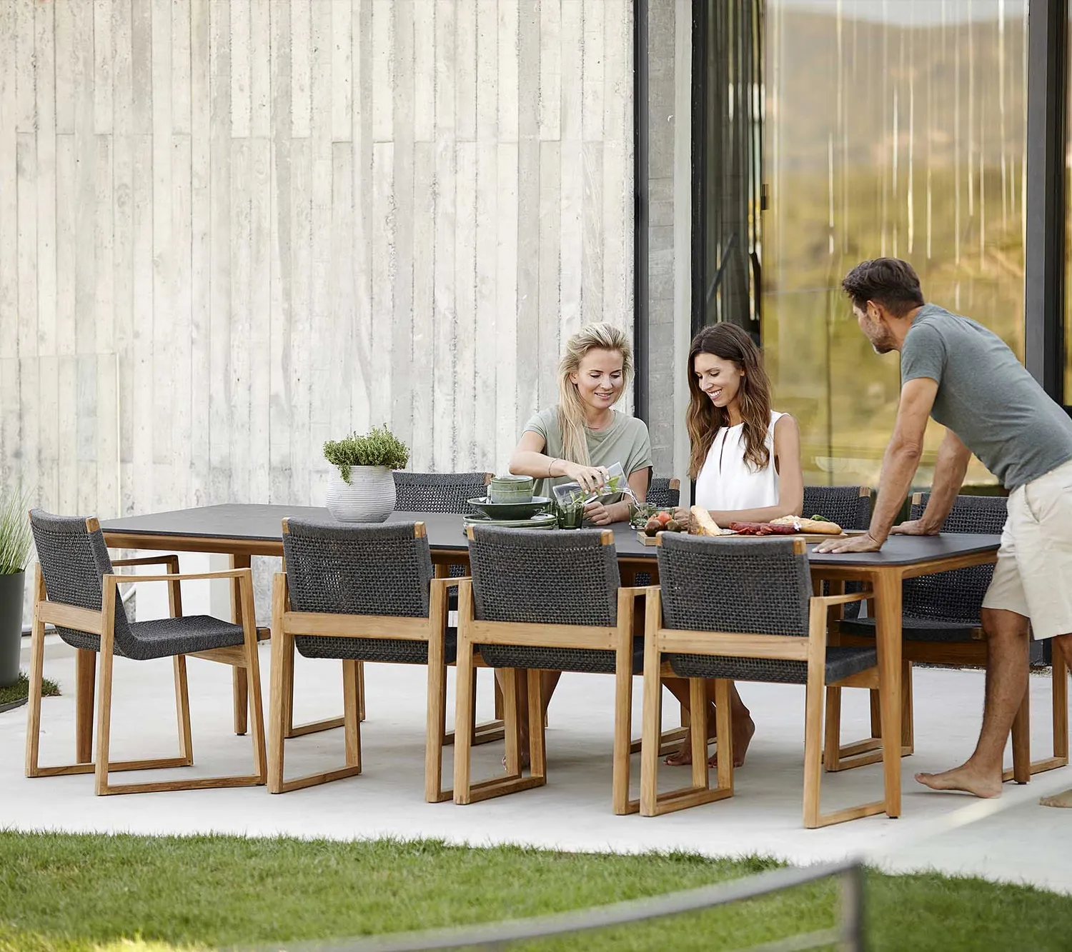 Cane-line Endless Chair Gartenstuhl Soft Rope Dunkelgrau Teak