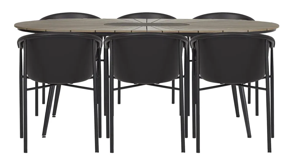 Envy Gartenmöbel-Set für 6 Personen Gartentisch 195 cm Polywood schwarz