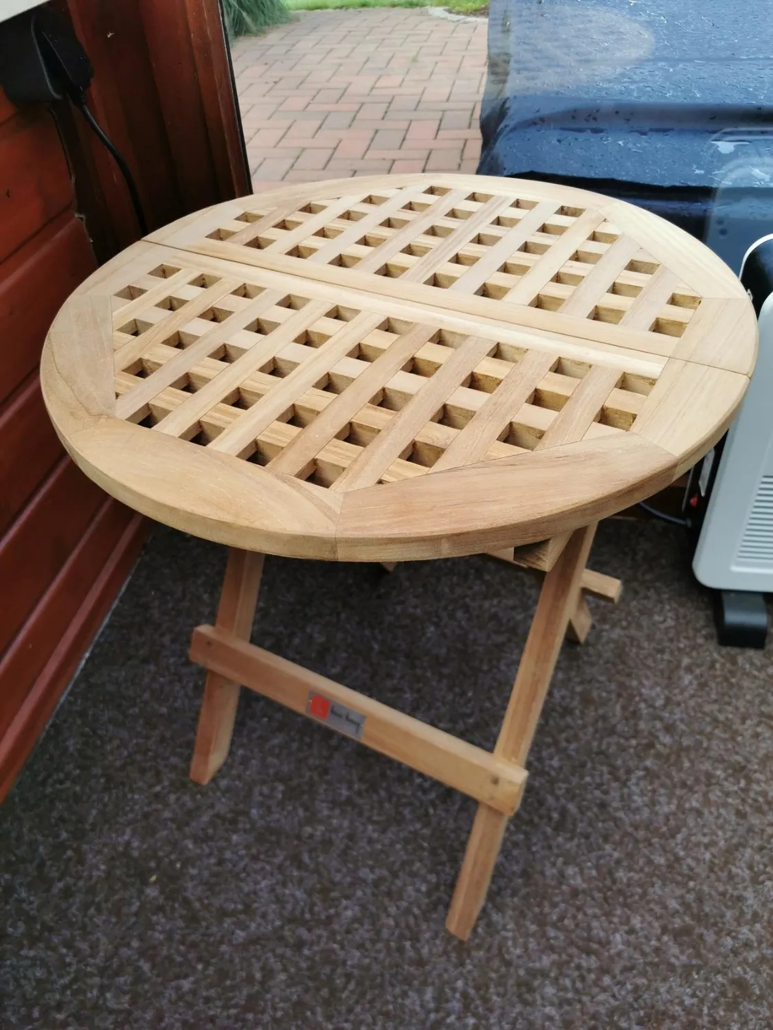 MR.DEKO Dorset Beistelltisch klappbar Teak Ø 50 cm wetterfest