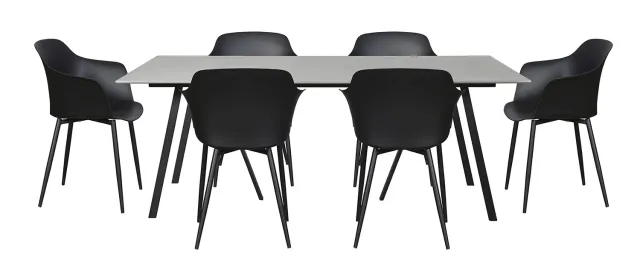 Envy Gartenmöbel-Set 200 cm 6 Personen Kunststoff schwarz