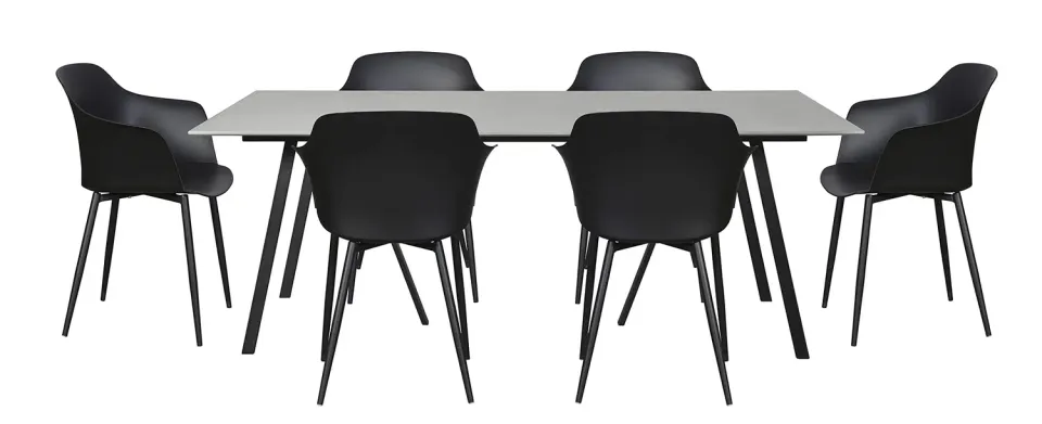 Envy Gartenmöbel-Set 200 cm 6 Personen Kunststoff schwarz