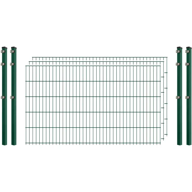 Doppelstab Industrie-Zaunset dunkelgrün 250/103 cm 3 Matten